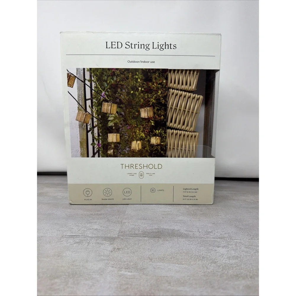 Threshold Led Wicker 7 Ft 6 Inch String Lights Indoor/outdoor basket lights